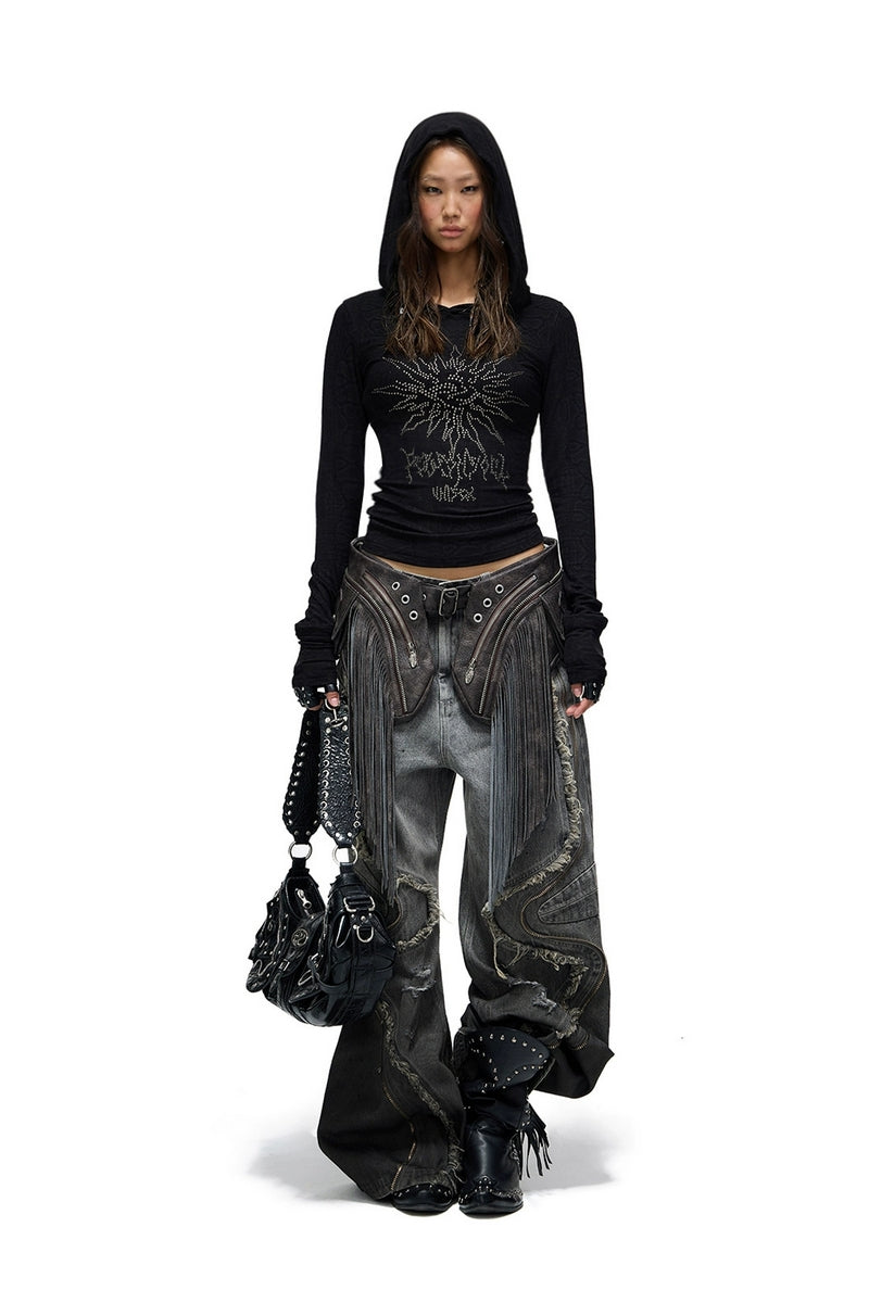 【PERSONSOUL】Texture Vague Top Personsoul Vague Mesh Skin Highneck Top - personsoul