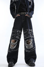 Fringe Ripped Denim Jeans