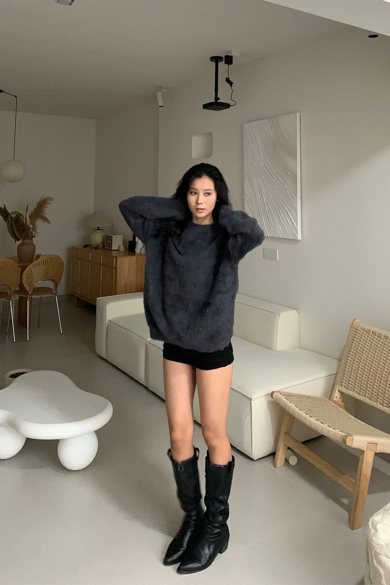 Faux Mink Knit Sweater