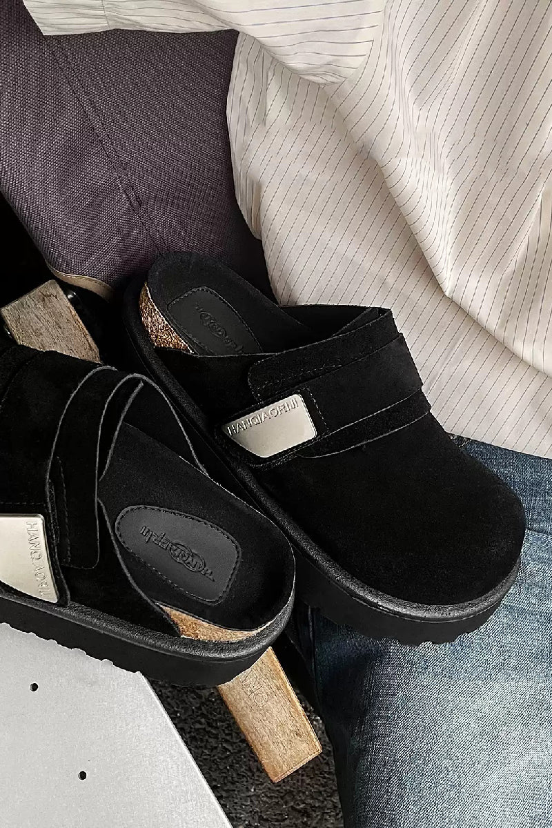 Thick Sole Suede Clog Mules