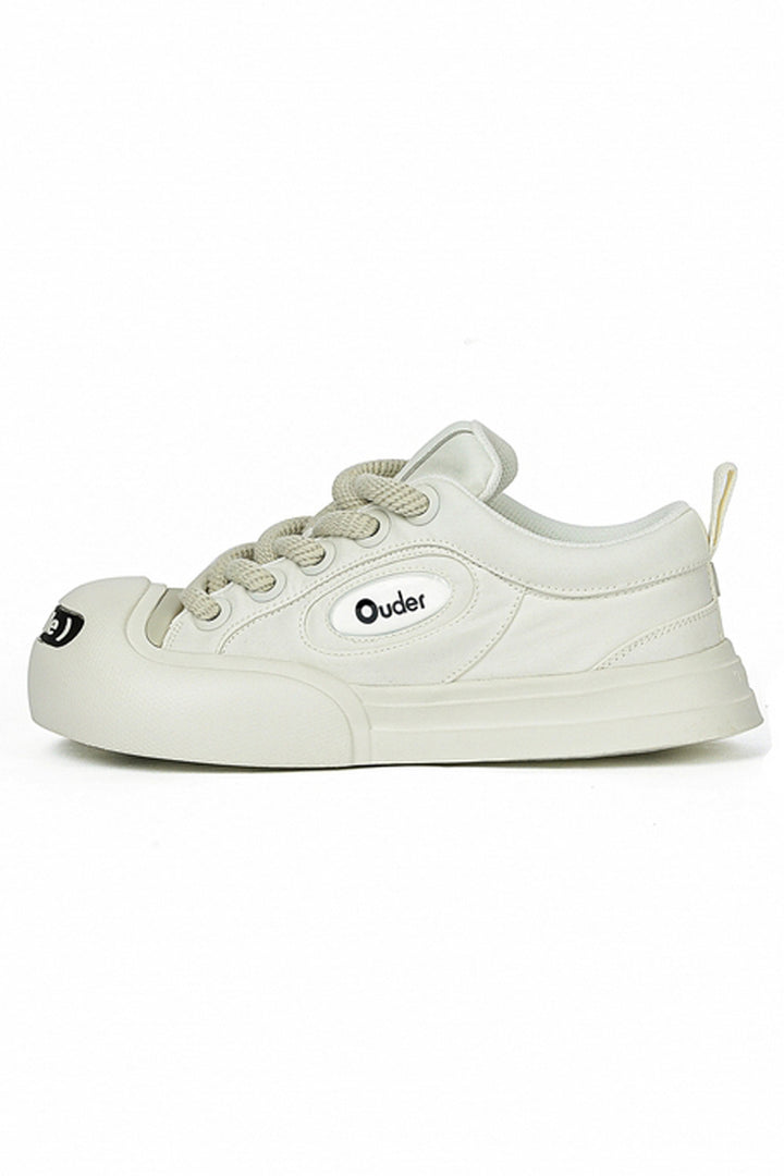 White Canvas Chunky Sneakers