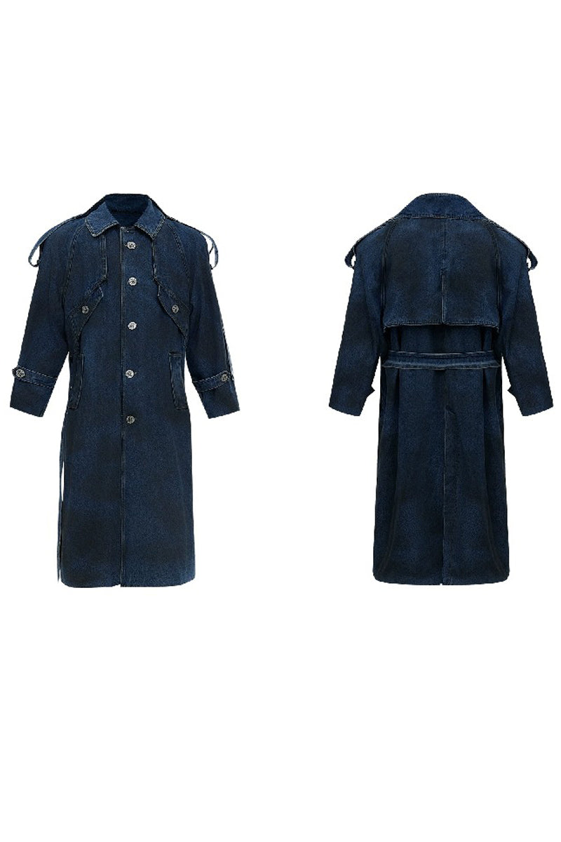 Washed Layered Padded Denim Coat