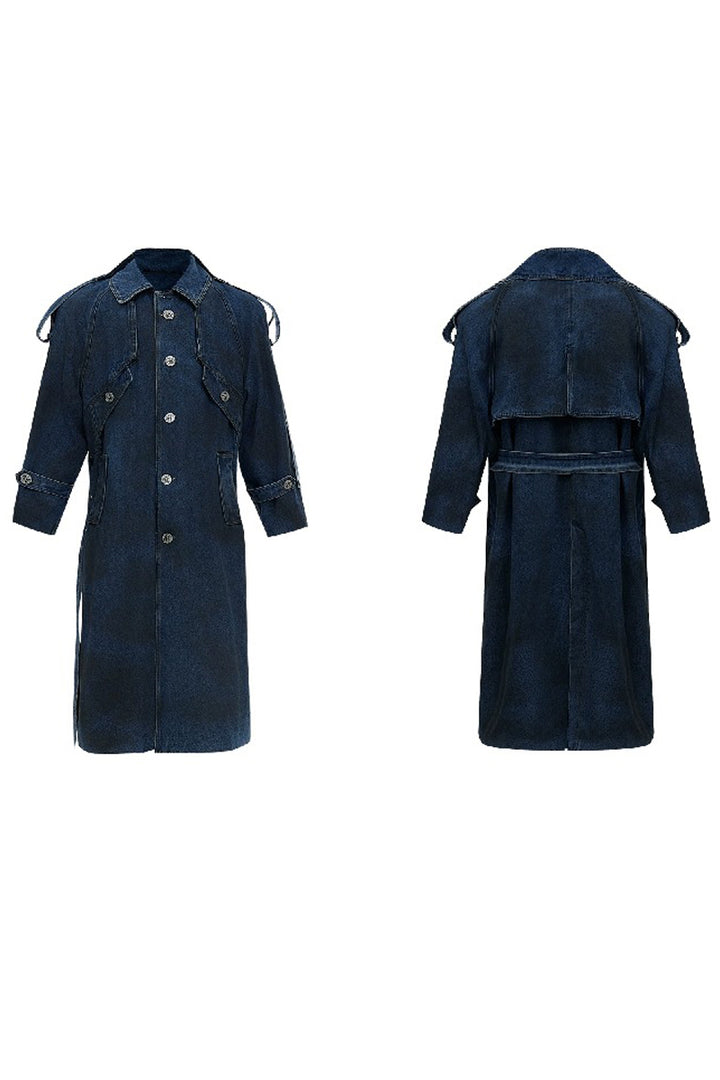 Washed Layered Padded Denim Coat