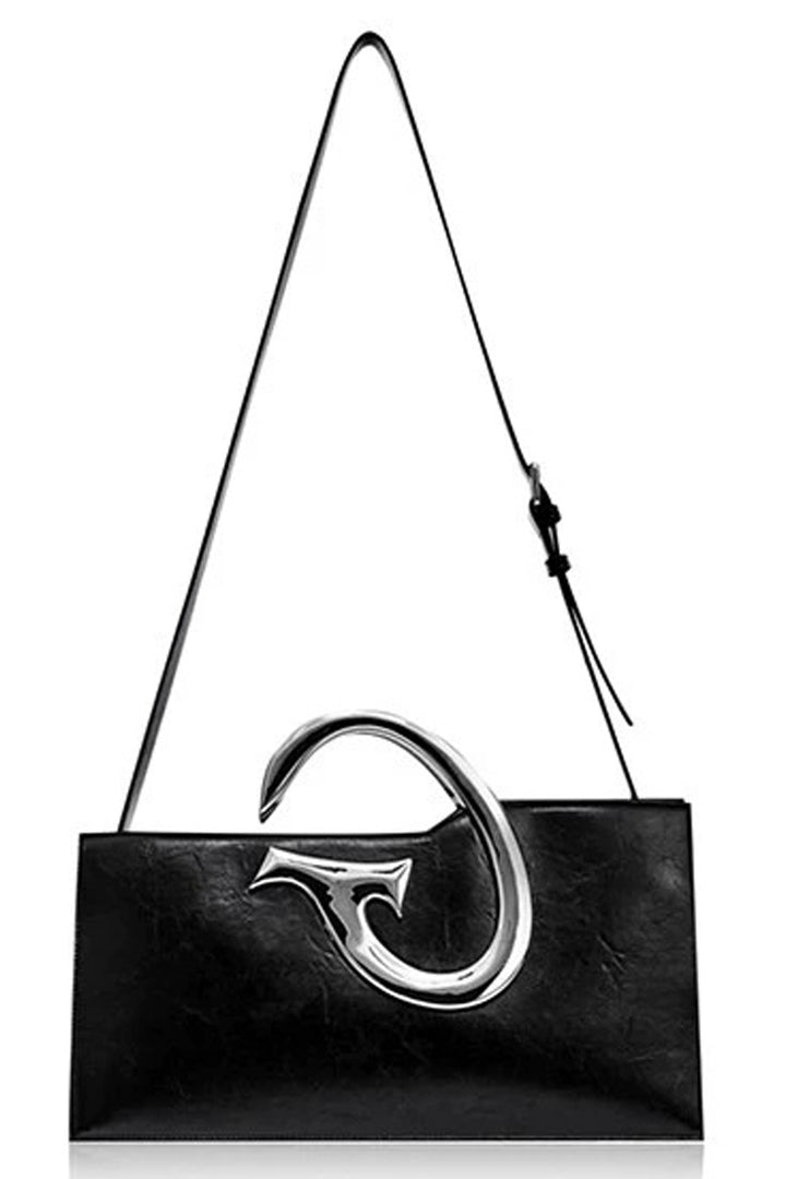 Asymmetric Metal Handle Chain Shoulder Bag