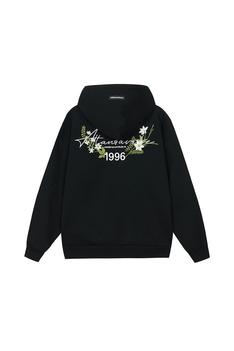 Floral Wreath Embroidered Hoodie