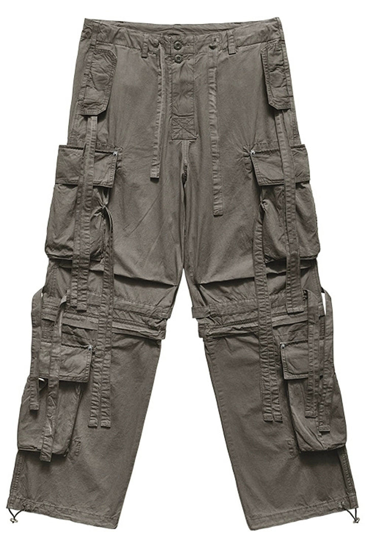 Strap Detail Wide Leg Cargo Pants