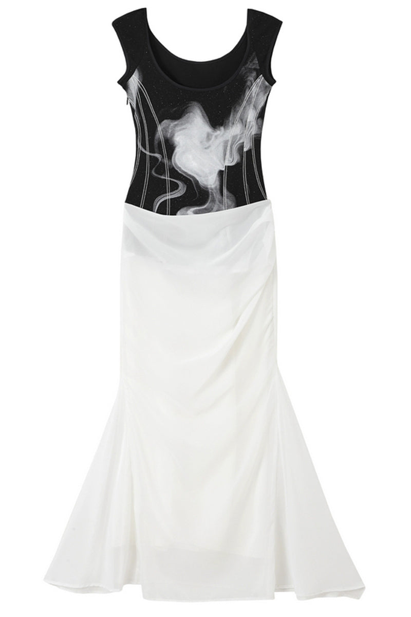 Layered Effect Print Dress