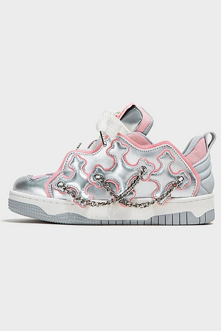 Cross Chain Pink Sneakers