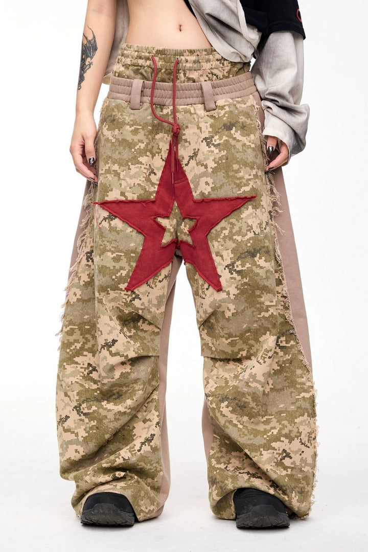 Double Waist Camo Wide Pants