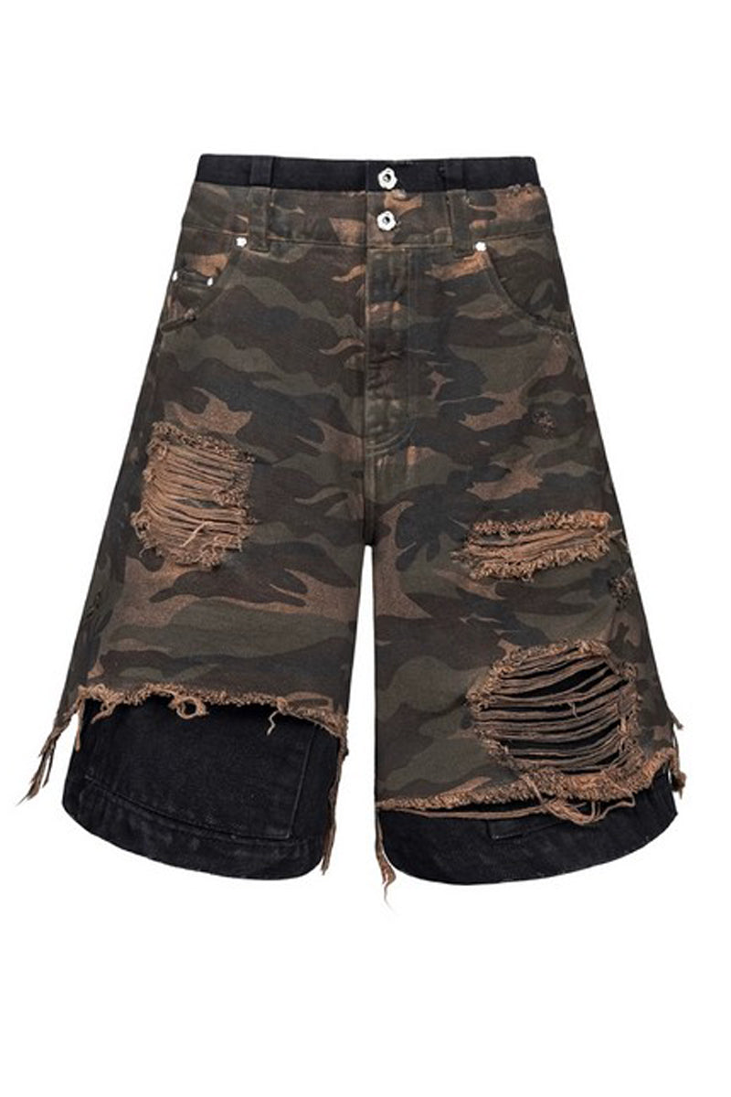 Camo Patchwork Cargo Shorts