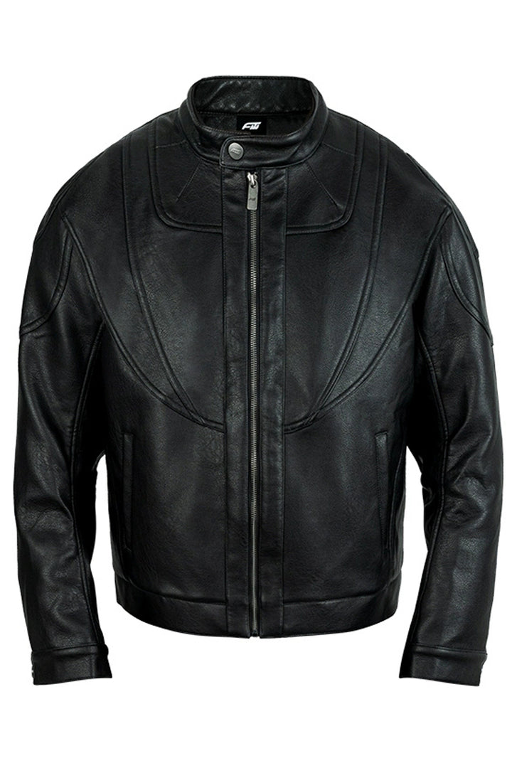 Vintage PU Leather Harrington Biker Jacket