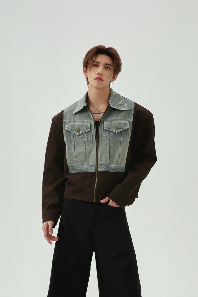 Color Block Vintage Denim Jacket