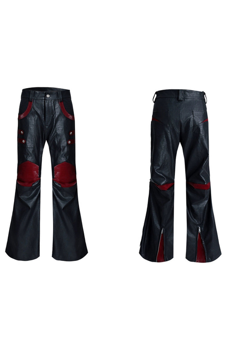 Deconstructed Armor Style PU Patchwork Pants