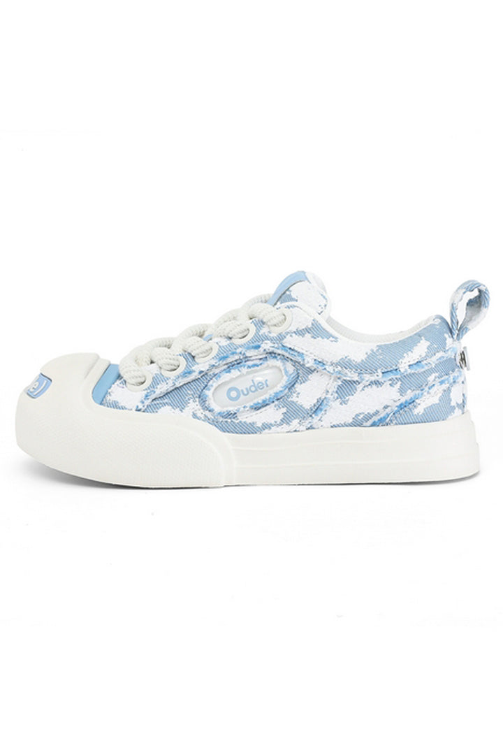 Sky Blue Canvas Chunky Sneakers