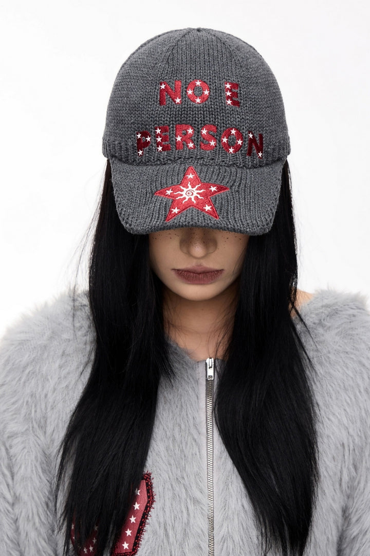 Vintage Star Embroidered Wool Cap