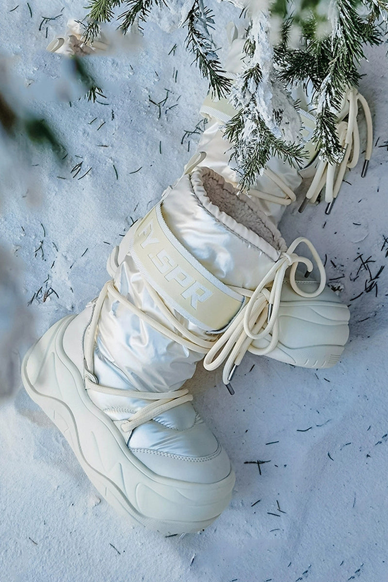 Pearl White Waterproof Snow Boots