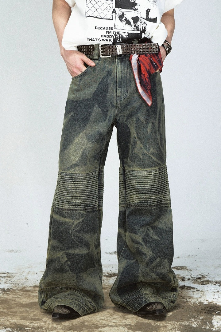 Camo Pleated Wide-Leg Cargo Pants