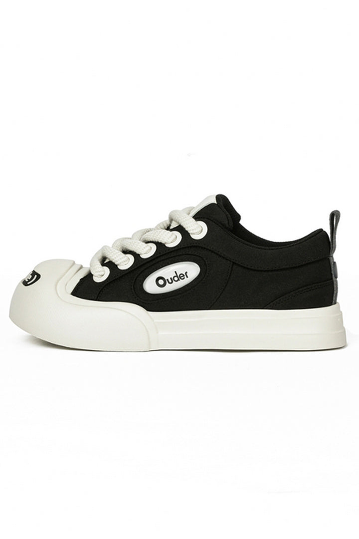 Black Canvas Chunky Sneakers