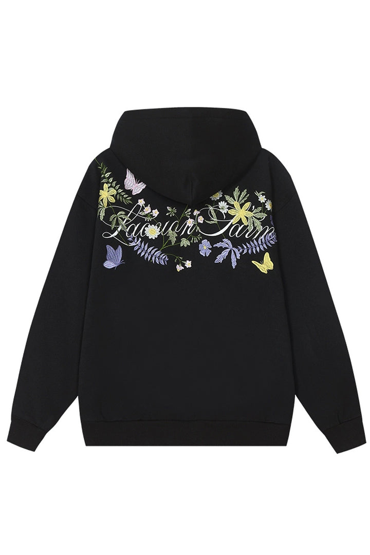 Colorful Floral Embroidery Pullover Hoodie