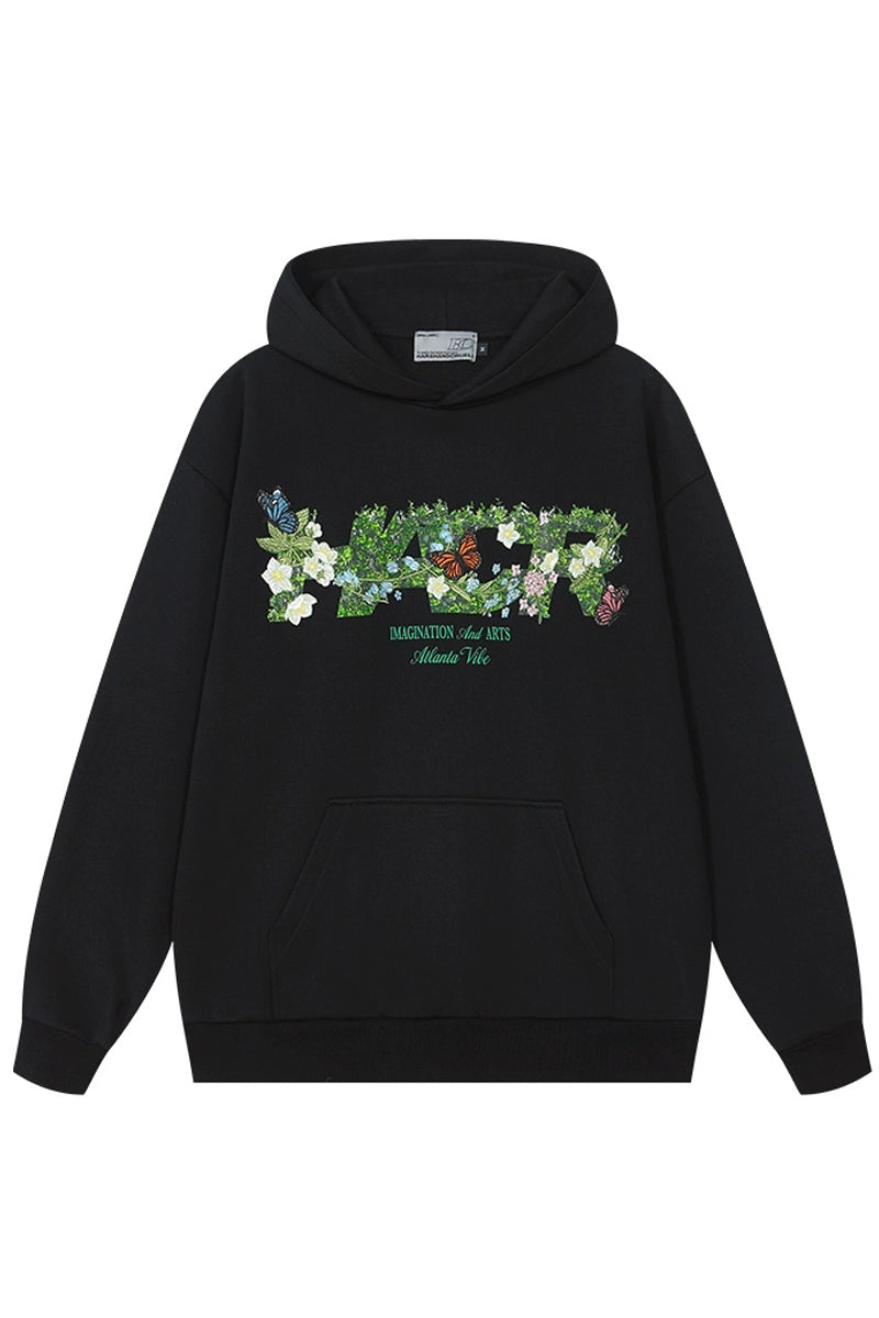 Butterfly Logo Loose Fleece Hoodie