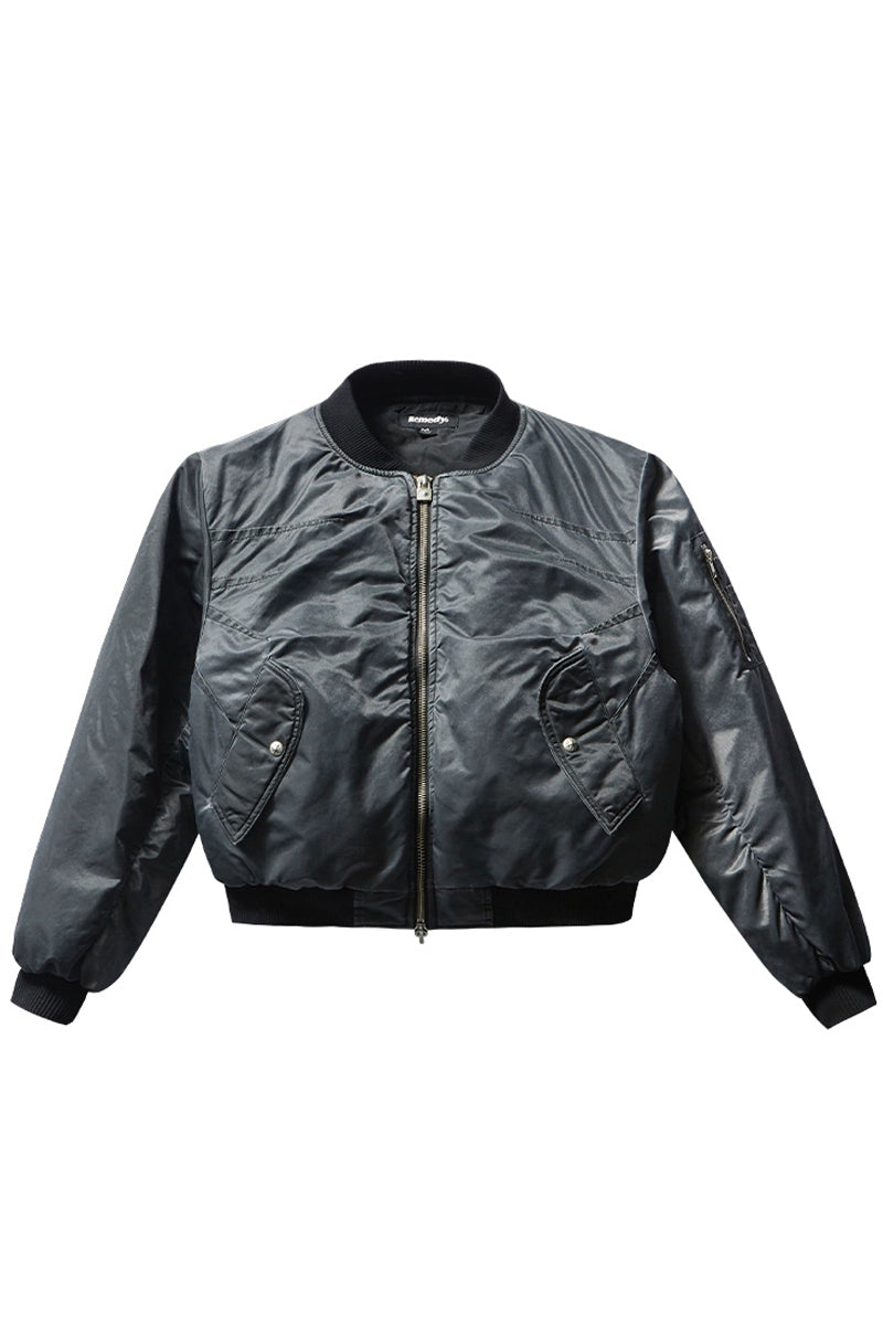 Padded Wrinkled Bomber Jacket