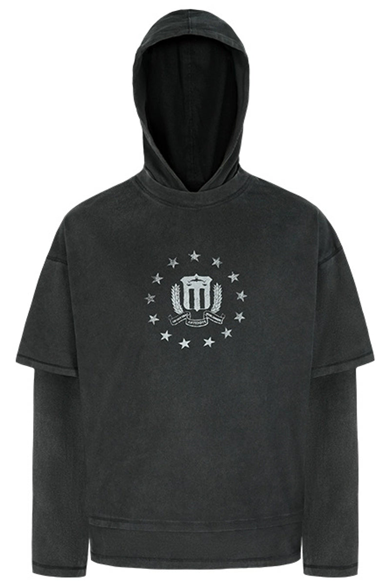 Layered Look Washed Graphic Hoodie