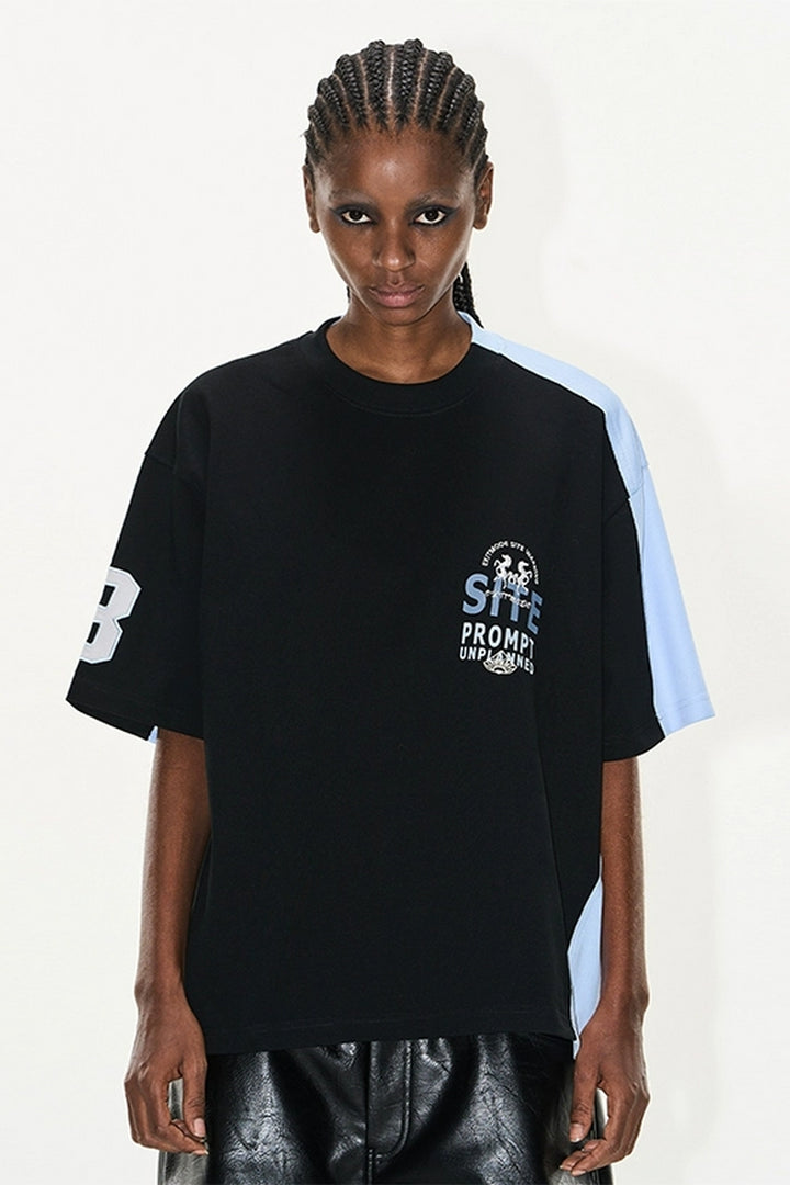 Raw Edge Contrast Stitch Sports Tee