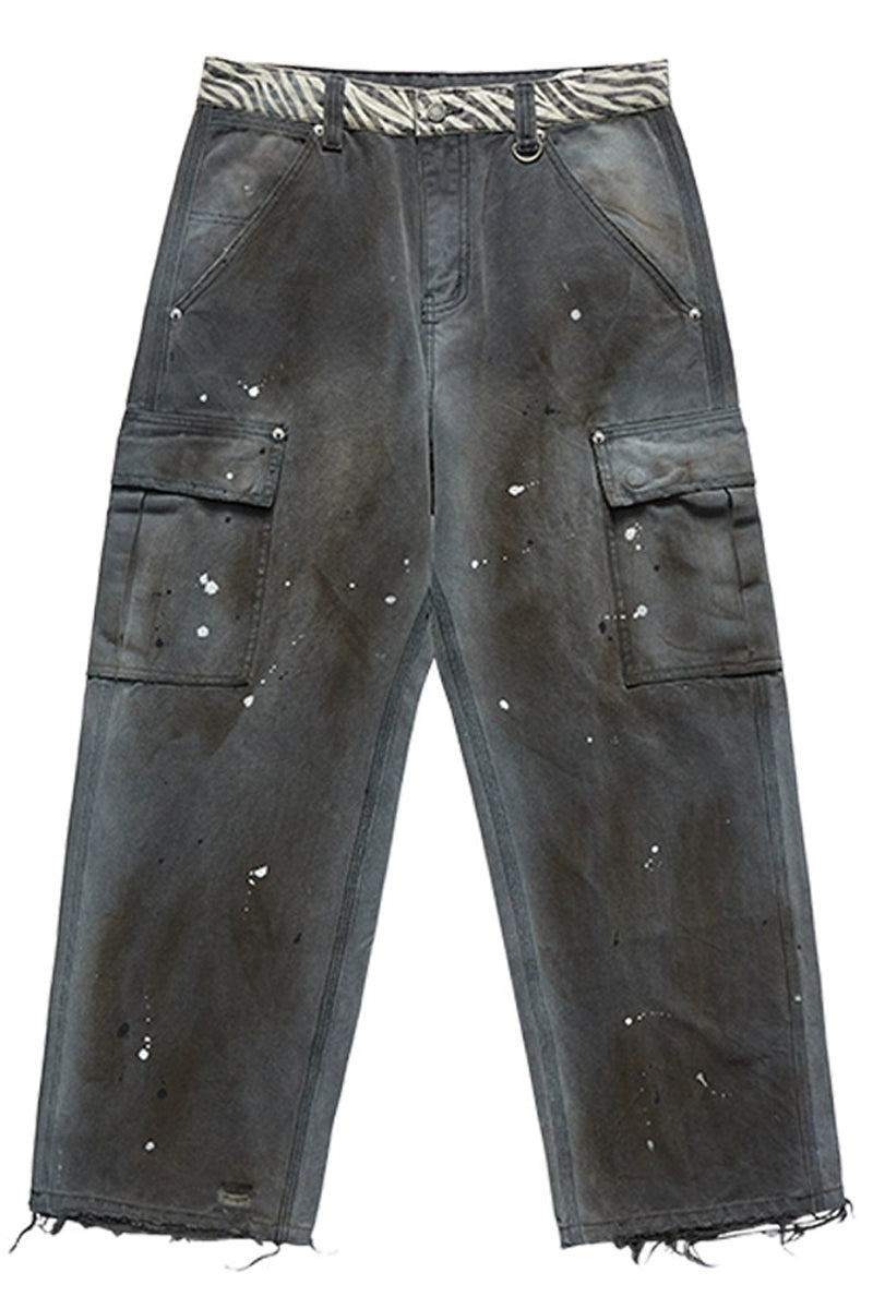 Paint-Splatter Washed Cargo Pants