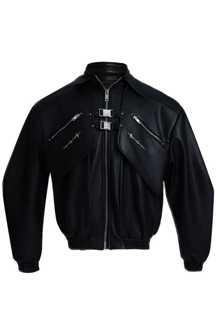 Double-Layer Metal Buckle Biker Jacket