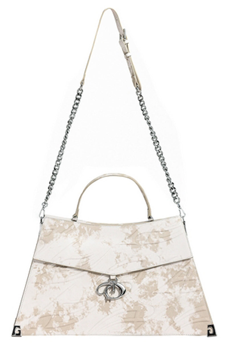 Embossed Metal Buckle Vintage Tote Bag