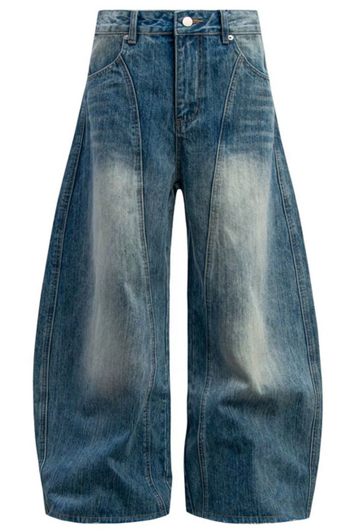 Vintage Washed Wide-Leg Blue Jeans