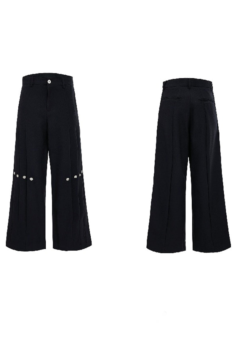 Pleated Wide-Leg Tailored Trousers