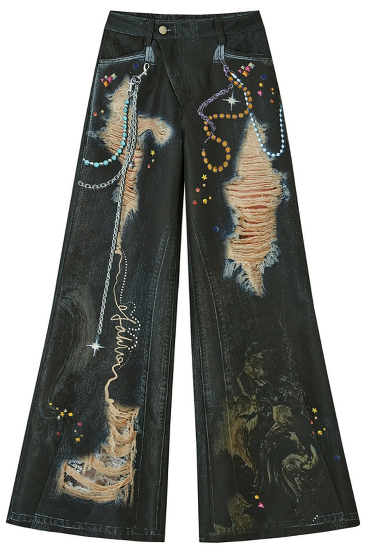 Printed High-Waist Flare Pants