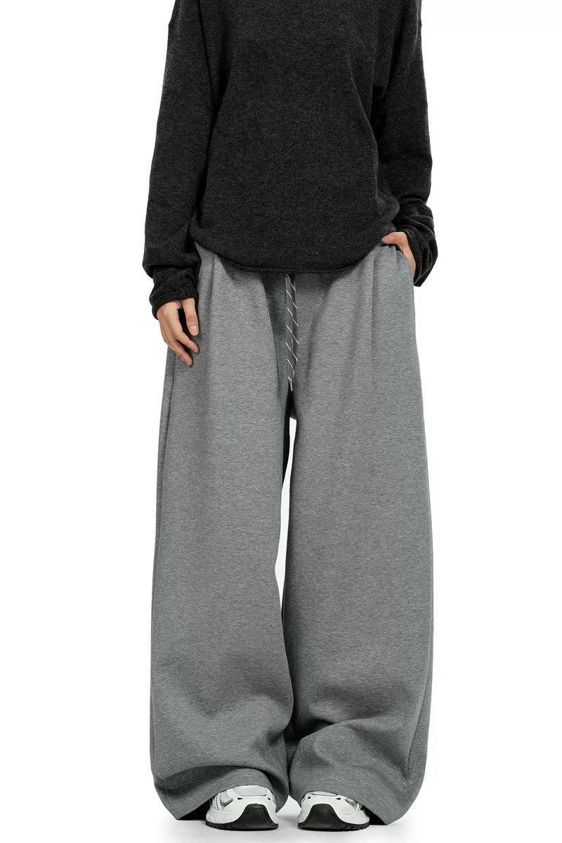 Drawstring Wide Leg Sweatpants - Gray