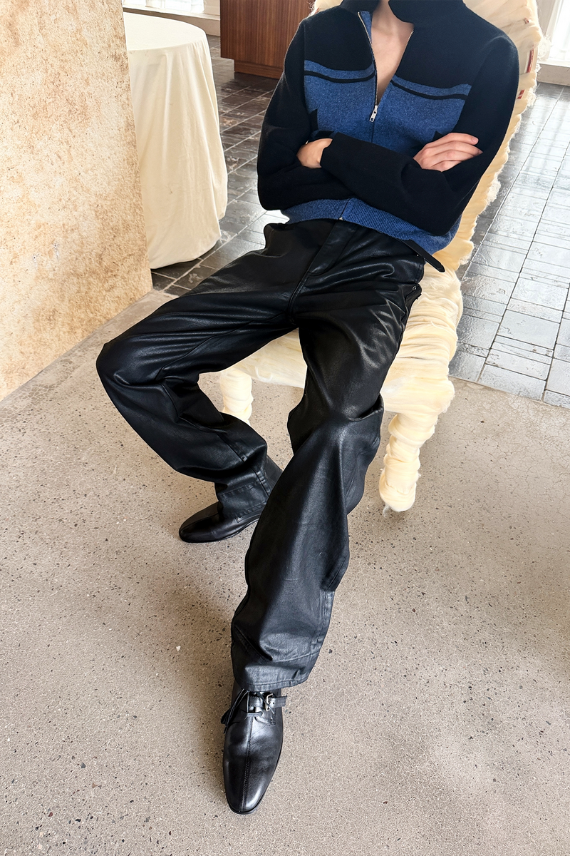 Waxed Slim Straight Jeans
