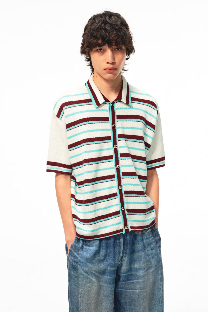 Striped Knit Button Shirt