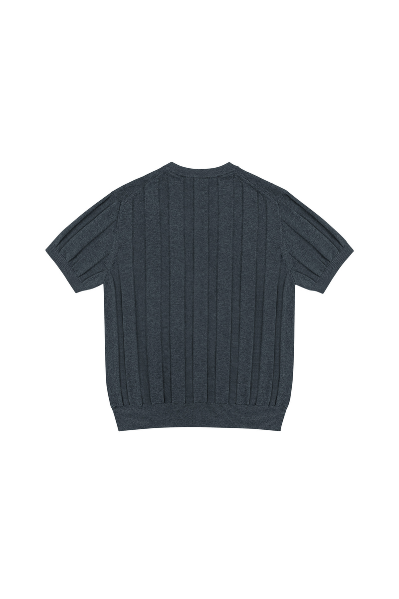 Ribbed Knit Henley Shirt