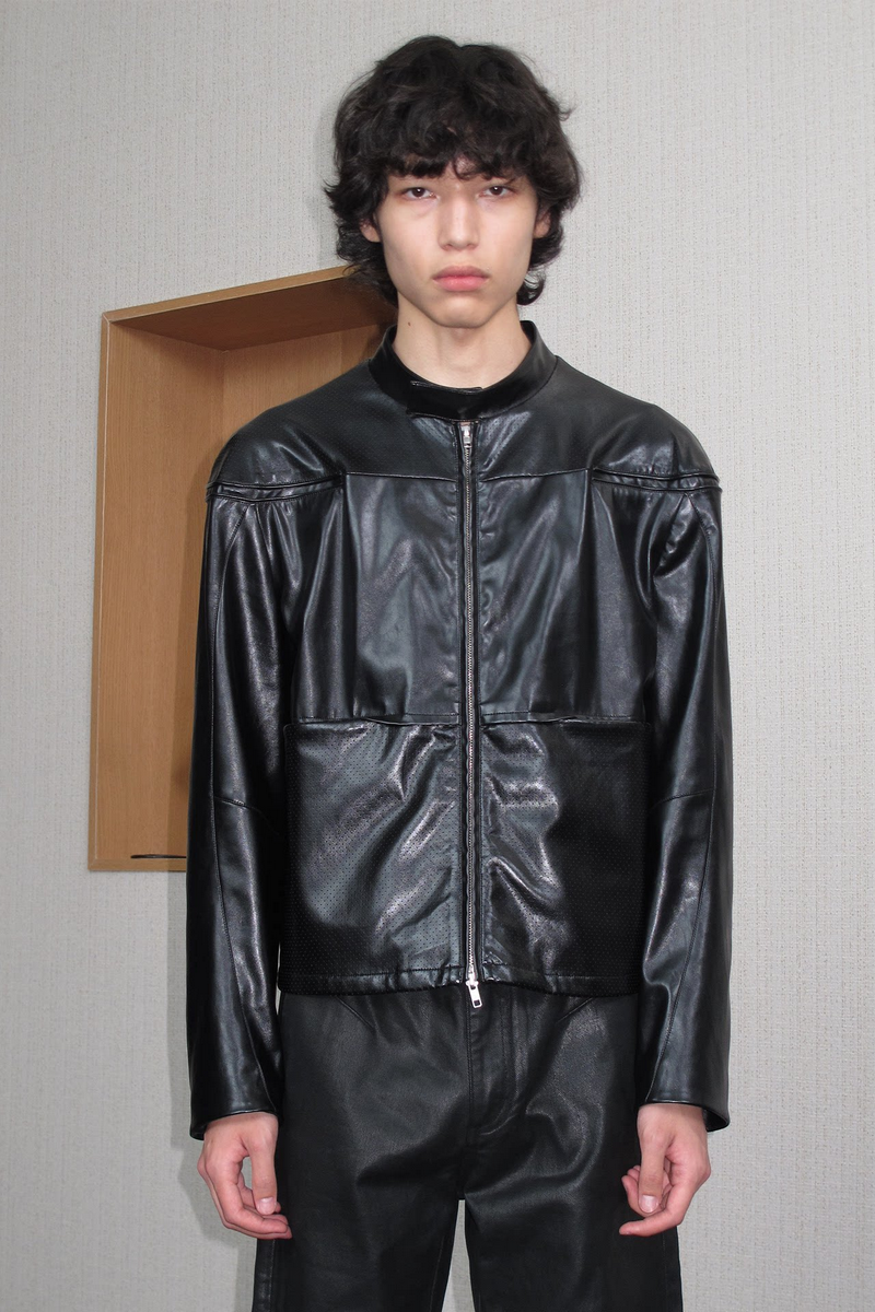 Faux Leather Mesh Jacket