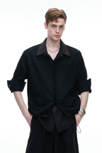 Layered Embroidered Pocket Shirt