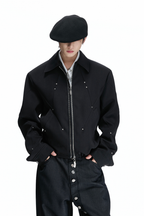 Studded Deconstructed Zip Jacket