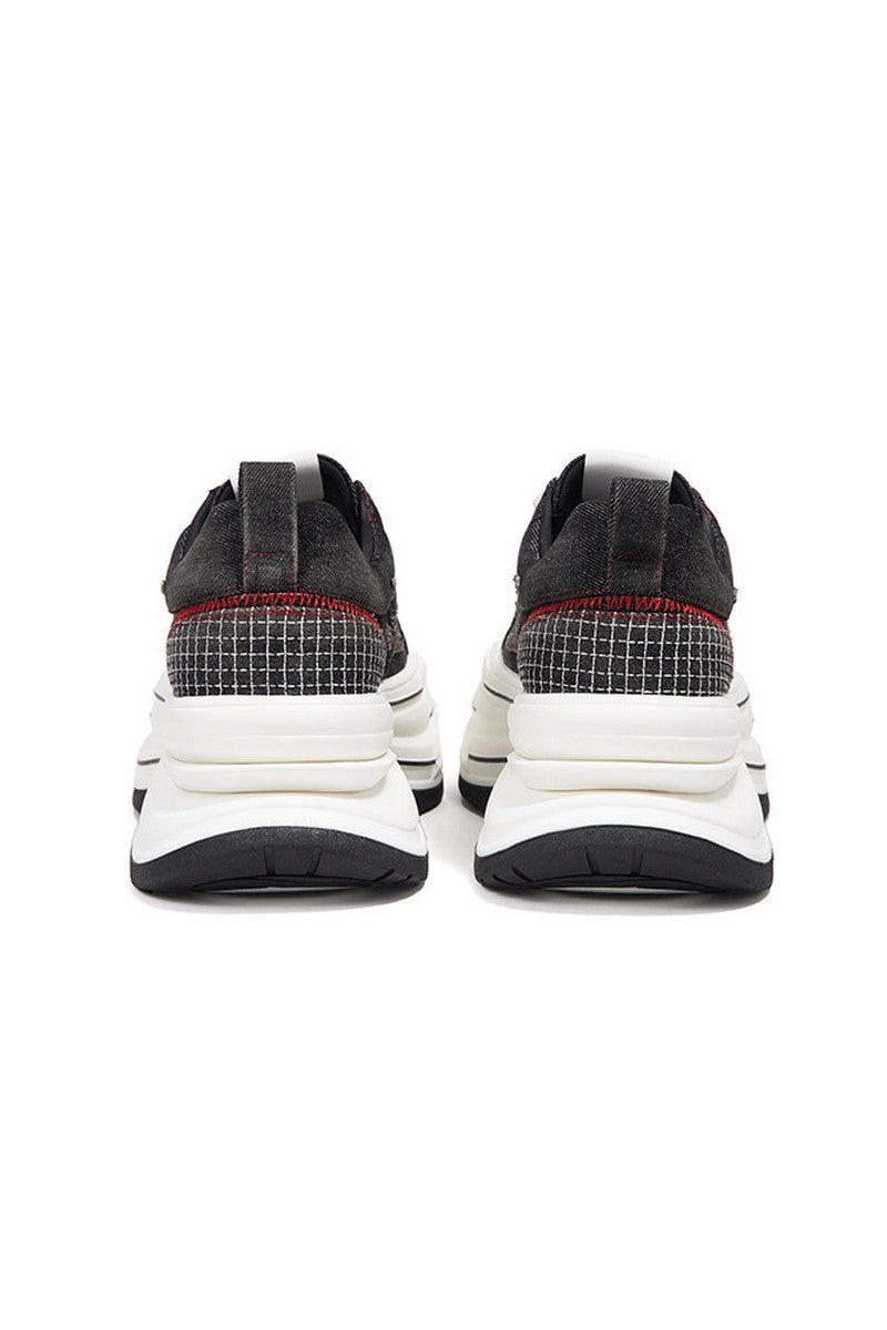 Black And Red Platform Canvas Sneakers