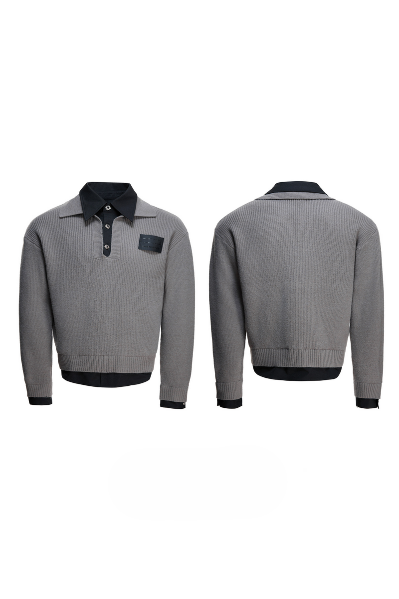 Layered Shirt Knit Sweater