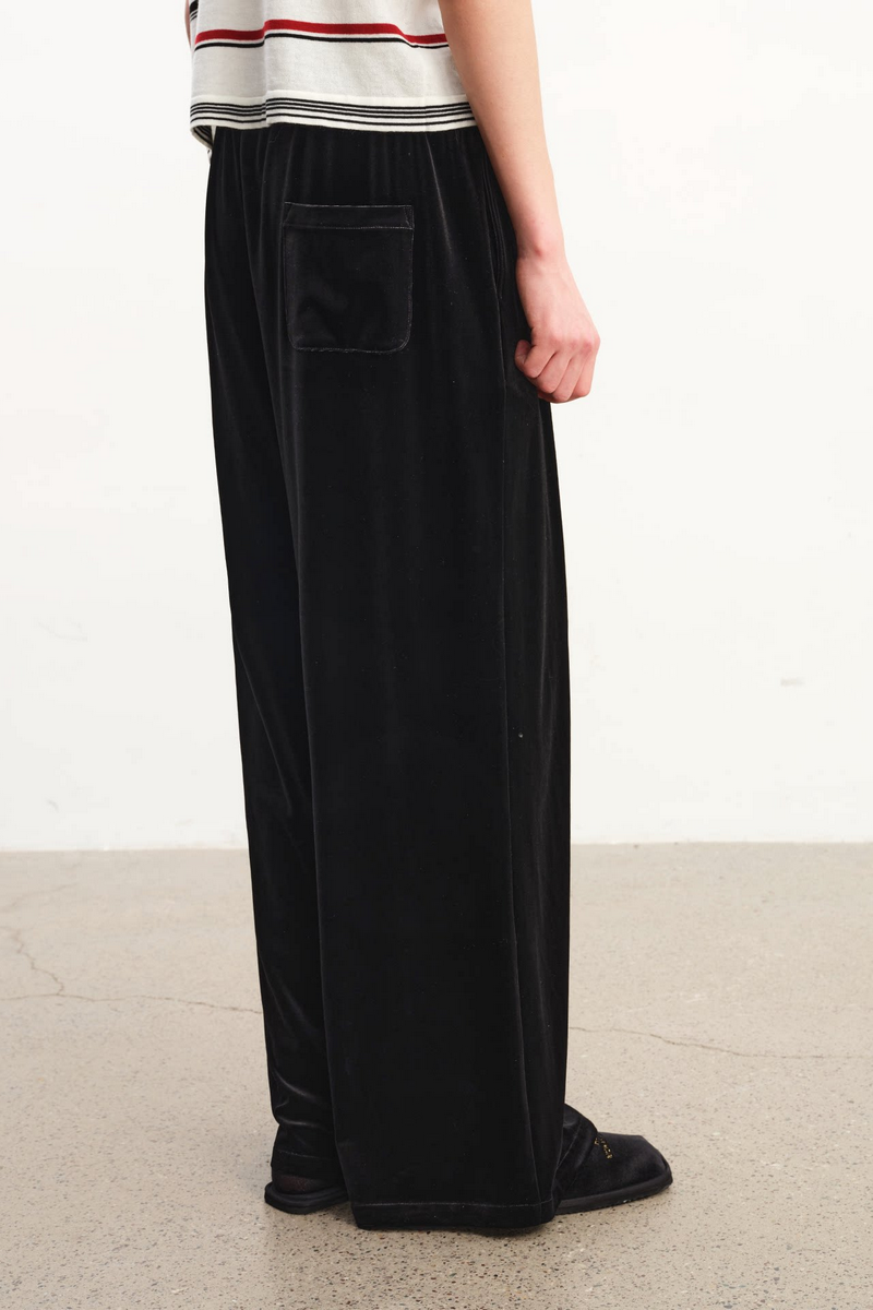 Pleated Velvet Sweatpants