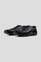 Eel Effect Leather Trainers - Black - view 2