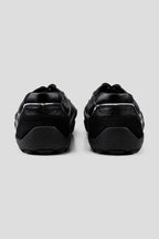 Eel Effect Leather Trainers - Black - view 3