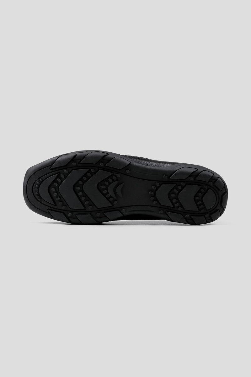 Eel Effect Leather Trainers - Black - view 4