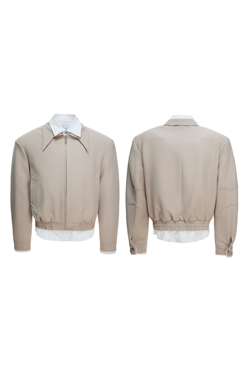 Layered Shirt Panel Jacket
