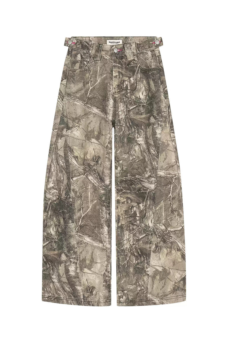Embroidered Woodland Camo Pants - Woodland Camo