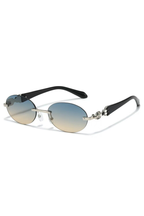 Elegant Rimless Rhinestone Oval Sunglasses
