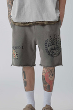 Distressed Stamp Print Shorts
